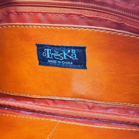 Treska Orange Clutch Bag Vegan Leather Wristlet Zipper Pockets Small Purse Case - Picture 2 of 10